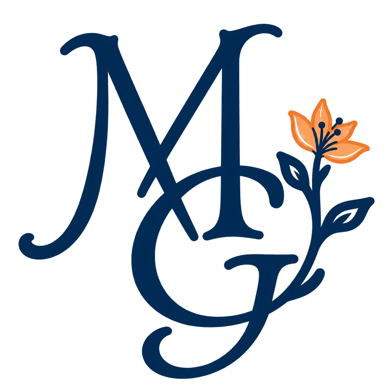 Le même monogramme reproduit par ChatGPT : traits nettement épaissis, double trait perdu, fleur et feuilles redessinées.